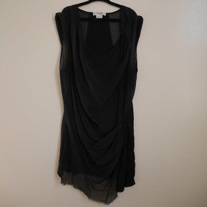 Helmut Lang sheer ruched black tank top